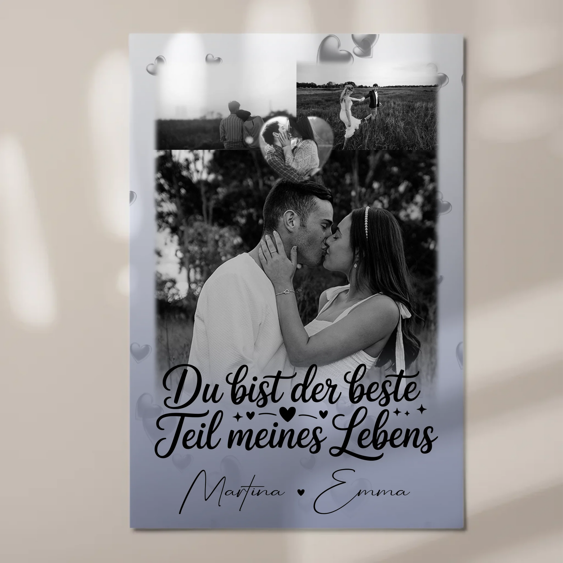 Fotoboard Poster Magnetisch mit 3 Fotos und Herz Foto Du bist der beste Teil 1