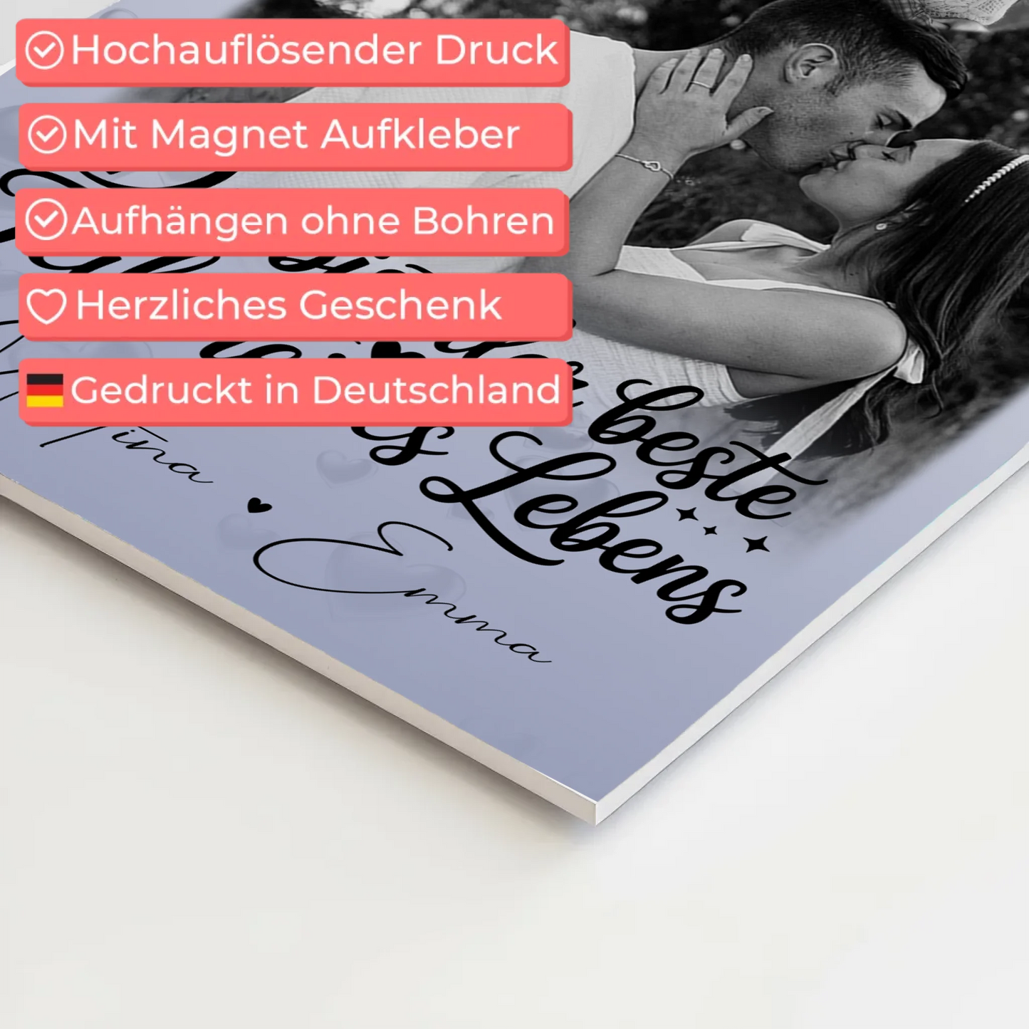 Fotoboard Poster Magnetisch mit 3 Fotos und Herz Foto Du bist der beste Teil 4