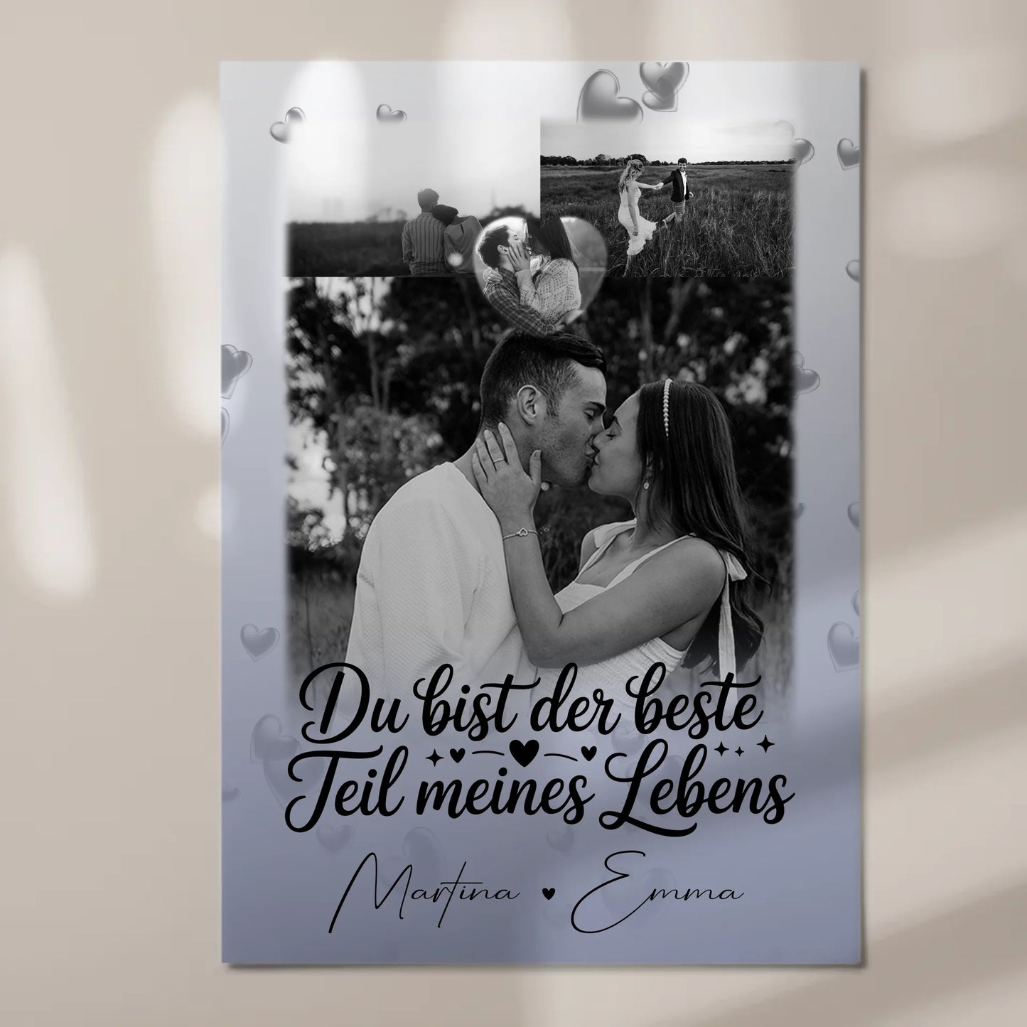 Fotoboard Poster Magnetisch mit 3 Fotos und Herz Foto Du bist der beste Teil 7