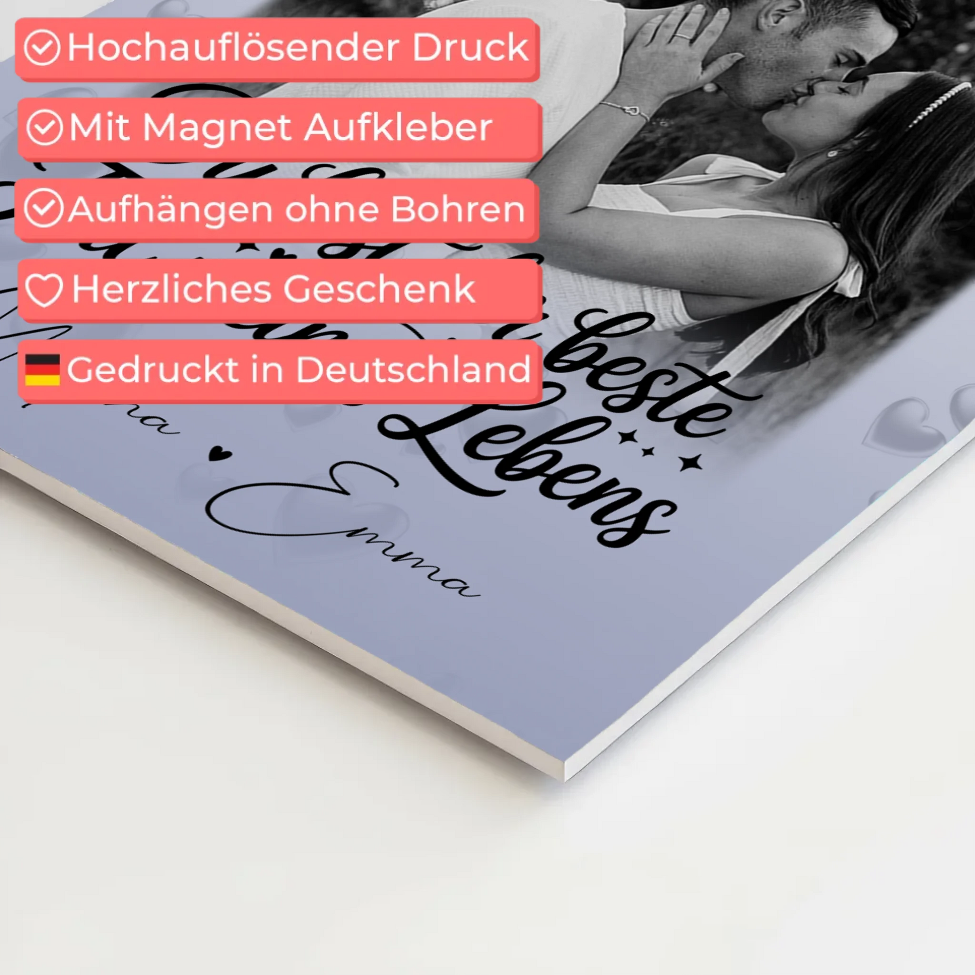 Fotoboard Poster Magnetisch mit 3 Fotos und Herz Foto Du bist der beste Teil 10