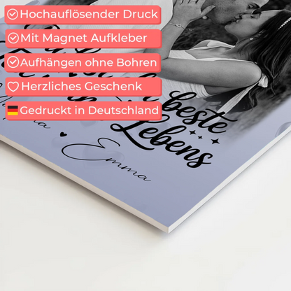 Fotoboard Poster Magnetisch mit 3 Fotos und Herz Foto Du bist der beste Teil