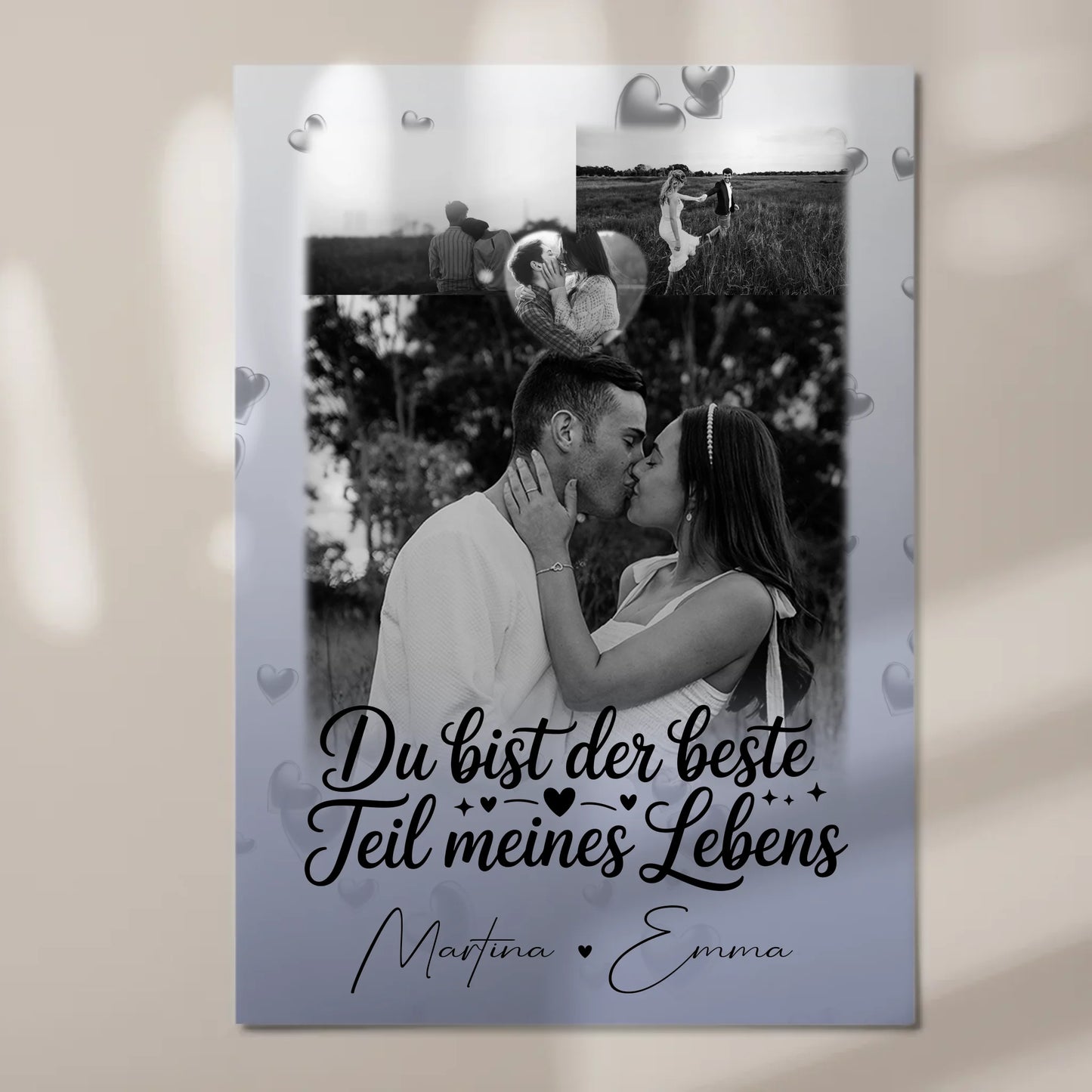 Fotoboard Poster Magnetisch mit 3 Fotos und Herz Foto Du bist der beste Teil