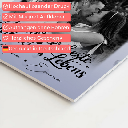 Fotoboard Poster Magnetisch mit 3 Fotos und Herz Foto Du bist der beste Teil