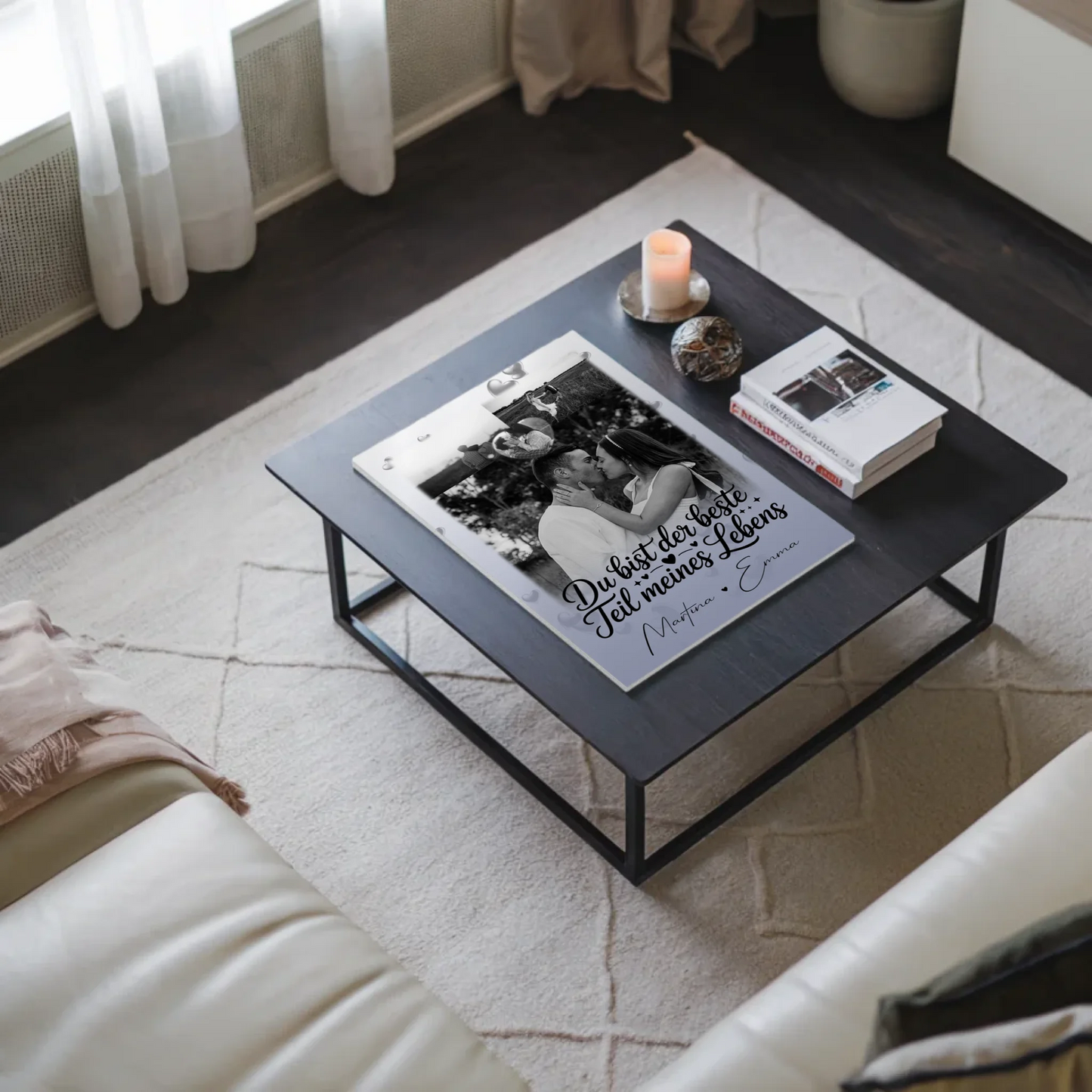 Fotoboard Poster Magnetisch mit 3 Fotos und Herz Foto Du bist der beste Teil