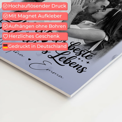 Fotoboard Poster Magnetisch mit 3 Fotos und Herz Foto Du bist der beste Teil