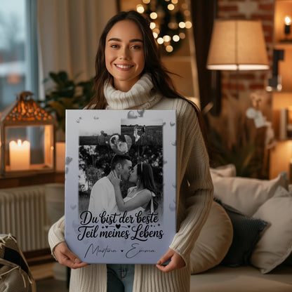 Paar Leinwand mit 3 Fotos und Herz Foto Du bist der beste Teil 2