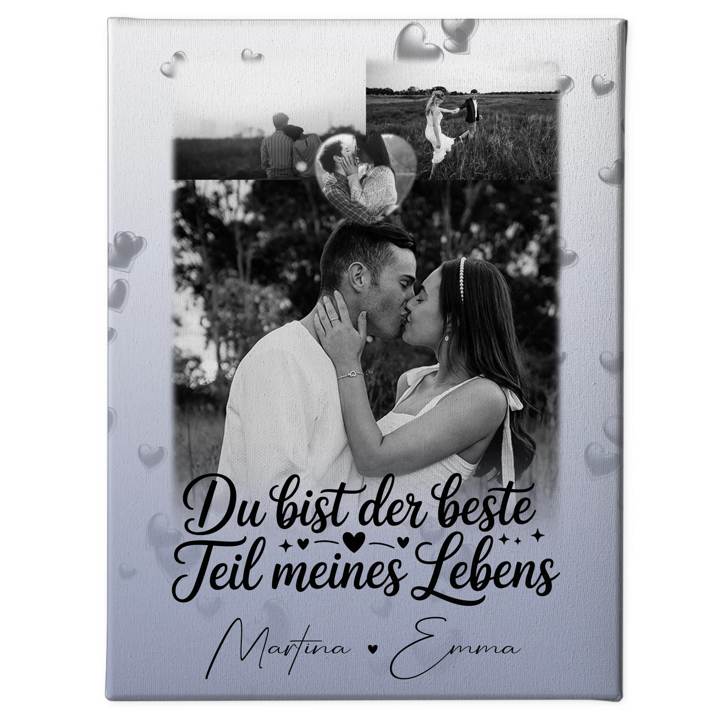 Paar Leinwand mit 3 Fotos und Herz Foto Du bist der beste Teil 1