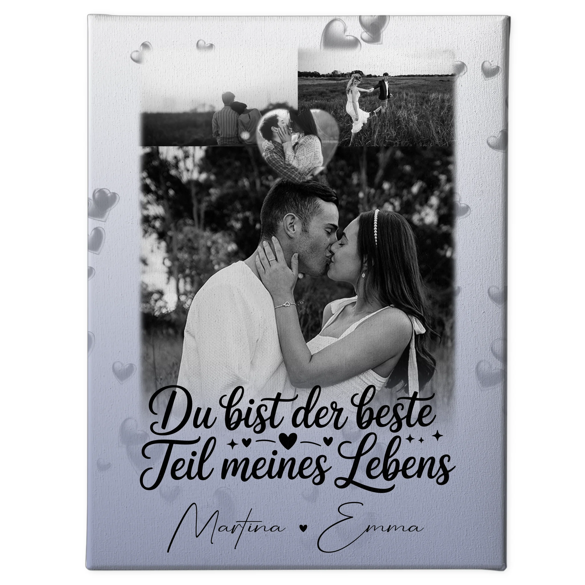 Paar Leinwand mit 3 Fotos und Herz Foto Du bist der beste Teil 1