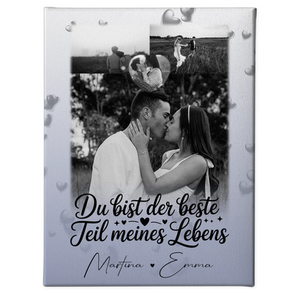 Paar Leinwand mit 3 Fotos und Herz Foto Du bist der beste Teil 1