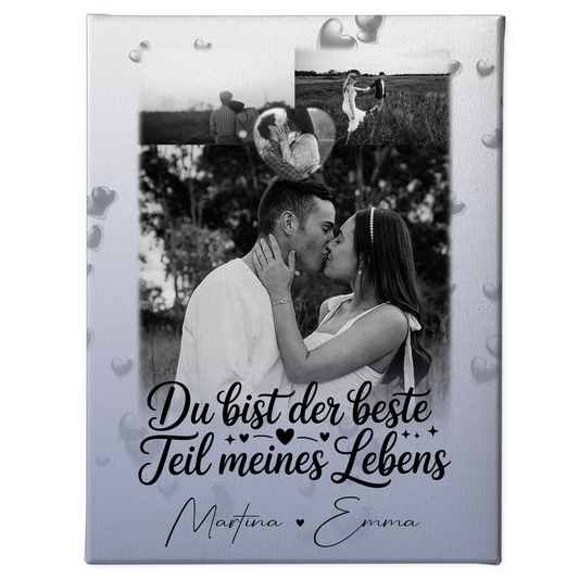 Paar Leinwand mit 3 Fotos und Herz Foto Du bist der beste Teil 1
