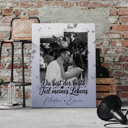 Paar Leinwand mit 3 Fotos und Herz Foto Du bist der beste Teil 4