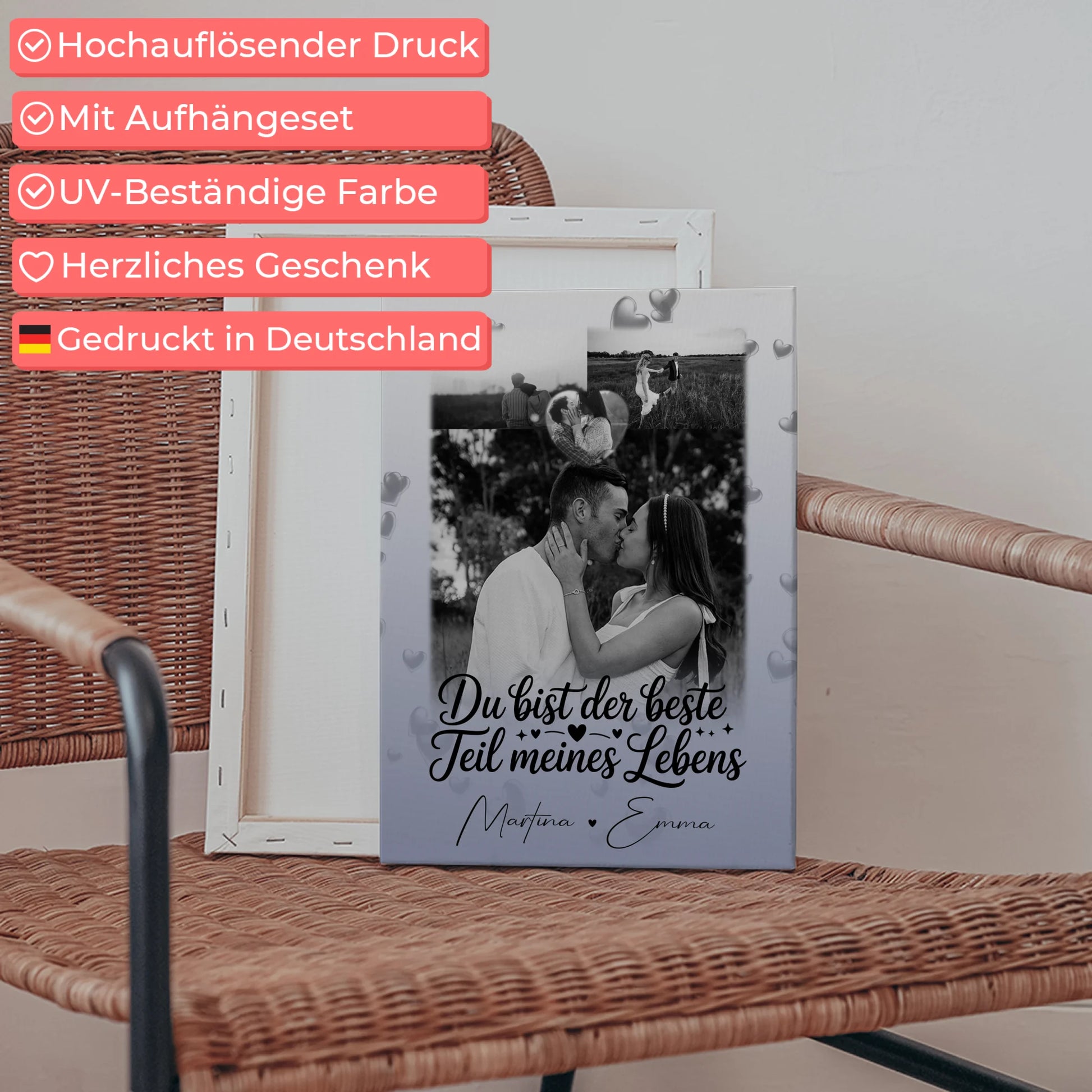 Paar Leinwand mit 3 Fotos und Herz Foto Du bist der beste Teil 5