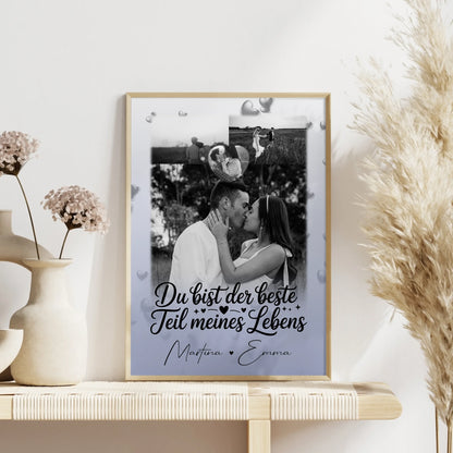 Partner Poster Personalisiert 3 Fotos Herz Foto Du bist der beste Teil