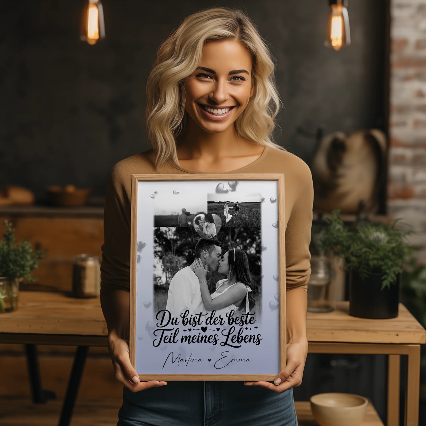 Partner Poster Personalisiert 3 Fotos Herz Foto Du bist der beste Teil