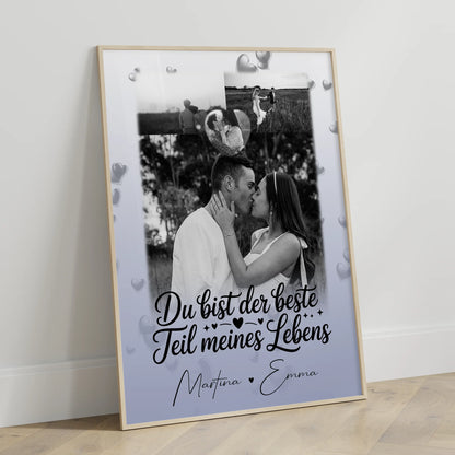 Partner Poster Personalisiert 3 Fotos Herz Foto Du bist der beste Teil