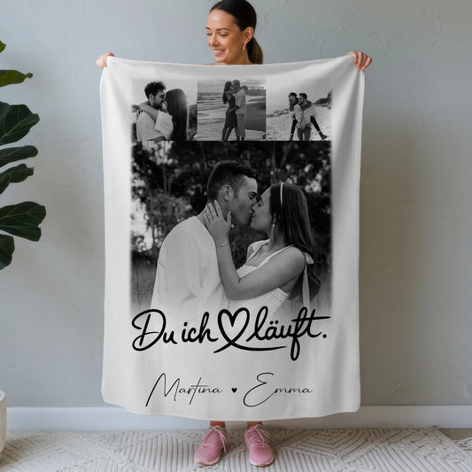 Personalisierte Kuscheldecke Mit Namen 4 Fotos Du Ich Läuft Perfektes Geschenk für Paare 1