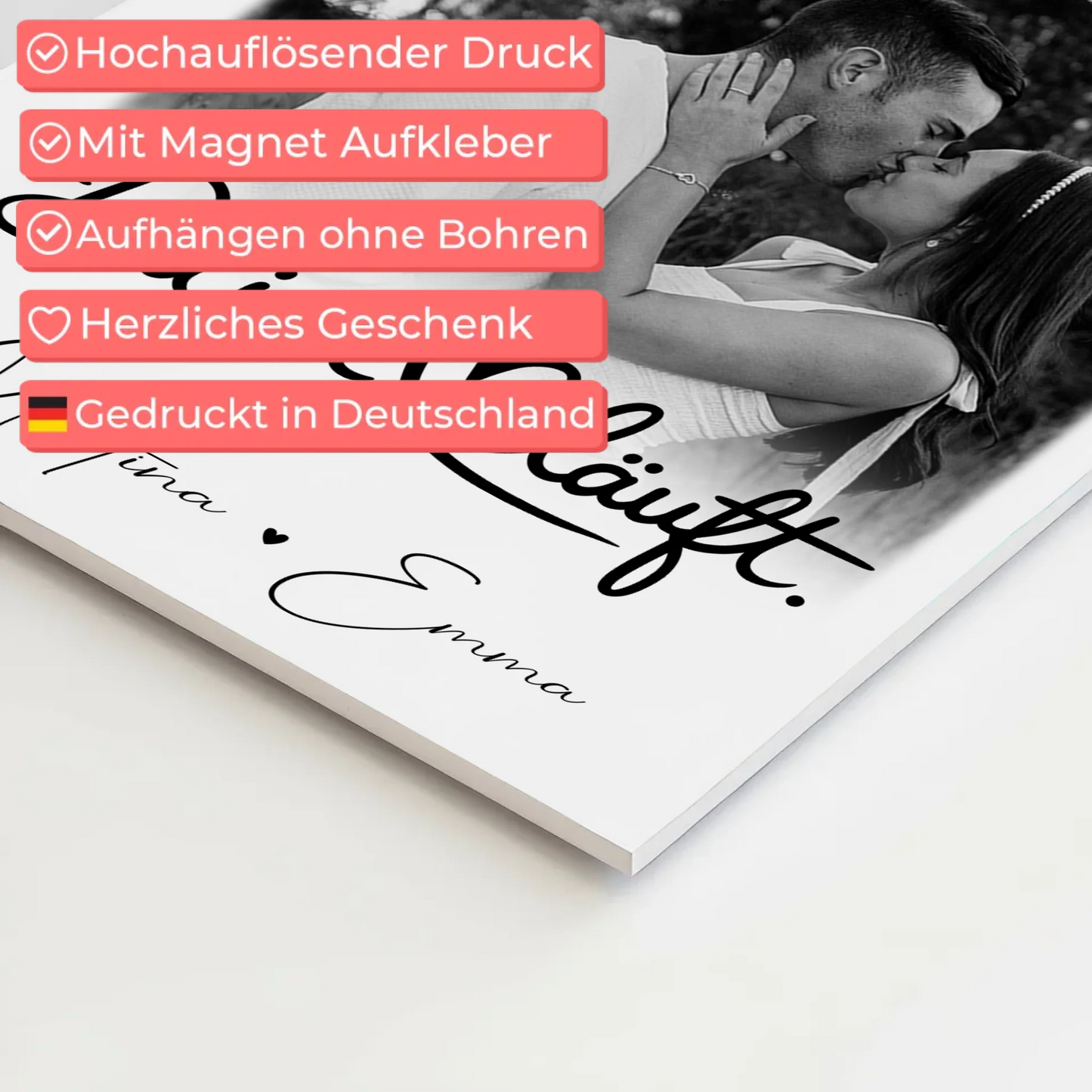 Personalisierbares Fotoboard Magnet Wandbild mit 4 Fotos Du Ich Läuft für einzigartige Geschenke 4