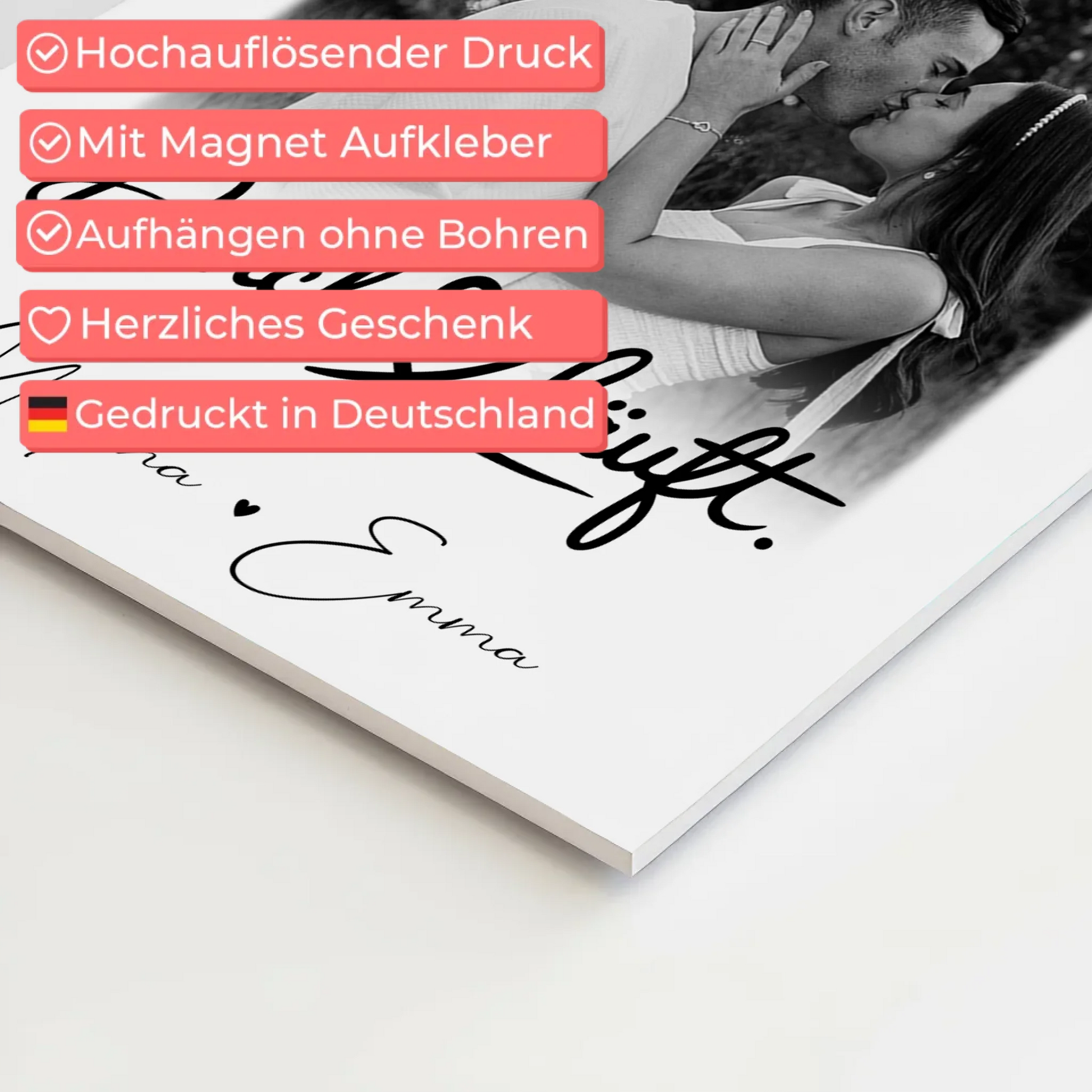 Personalisierbares Fotoboard Magnet Wandbild mit 4 Fotos Du Ich Läuft für einzigartige Geschenke 10