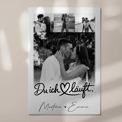 Personalisierbares Fotoboard Magnet Wandbild mit 4 Fotos Du Ich Läuft für einzigartige Geschenke