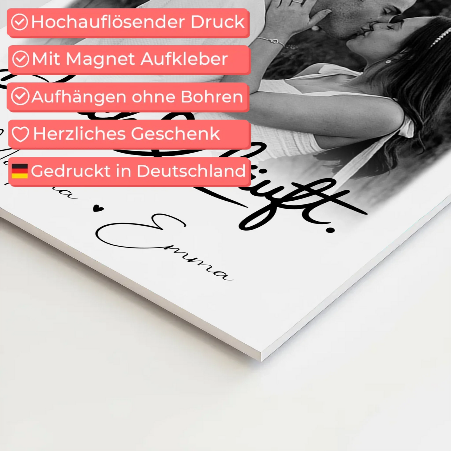 Personalisierbares Fotoboard Magnet Wandbild mit 4 Fotos Du Ich Läuft für einzigartige Geschenke