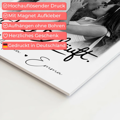 Personalisierbares Fotoboard Magnet Wandbild mit 4 Fotos Du Ich Läuft für einzigartige Geschenke