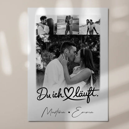 Personalisierbares Fotoboard Magnet Wandbild mit 4 Fotos Du Ich Läuft für einzigartige Geschenke