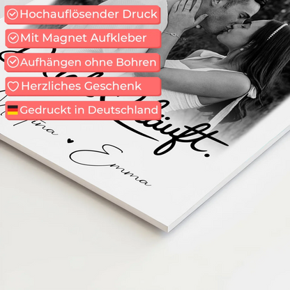 Personalisierbares Fotoboard Magnet Wandbild mit 4 Fotos Du Ich Läuft für einzigartige Geschenke