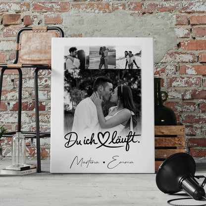 Personalisierte Leinwandbild Paar mit 4 Fotos Du Ich Läuft für einzigartige Geschenke 4