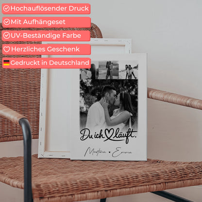 Personalisierte Leinwandbild Paar mit 4 Fotos Du Ich Läuft für einzigartige Geschenke 5