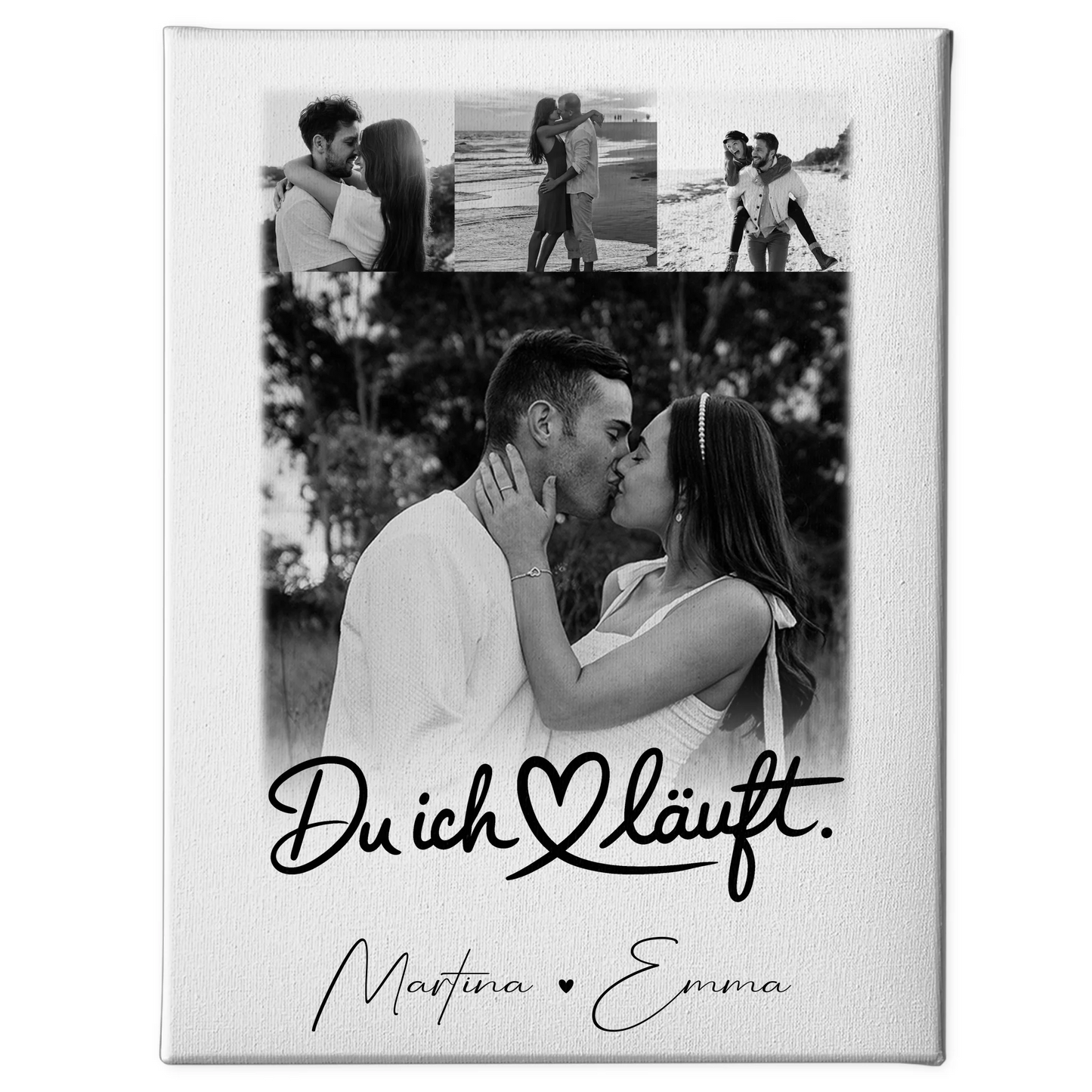 Personalisierte Leinwandbild Paar mit 4 Fotos Du Ich Läuft für einzigartige Geschenke 1