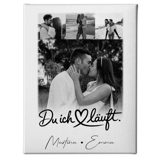Personalisierte Leinwandbild Paar mit 4 Fotos Du Ich Läuft für einzigartige Geschenke 1