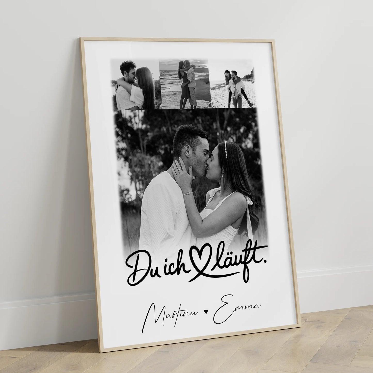 Du Ich Läuft Liebes Poster als Fotocollage mit 4 Fotos personalisiertes Geschenk