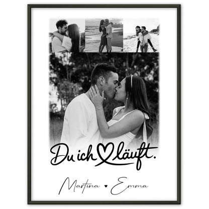 Du Ich Läuft Liebes Poster als Fotocollage mit 4 Fotos personalisiertes Geschenk