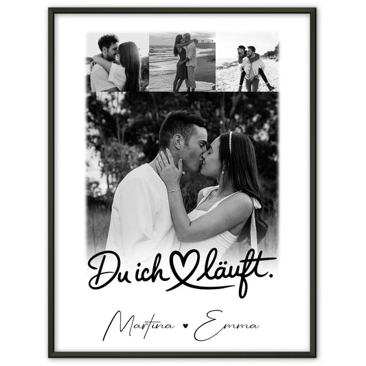 Du Ich Läuft Liebes Poster als Fotocollage mit 4 Fotos personalisiertes Geschenk
