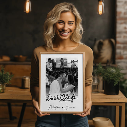 Du Ich Läuft Liebes Poster als Fotocollage mit 4 Fotos personalisiertes Geschenk