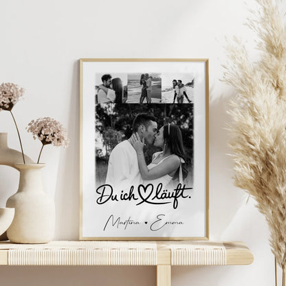 Du Ich Läuft Liebes Poster als Fotocollage mit 4 Fotos personalisiertes Geschenk