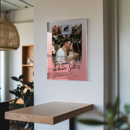 Personalisierte Geschenke mit Foto Mit Acrylglas 4 Fotos und 1 Kleines Herz Für Immer An Deiner Seite