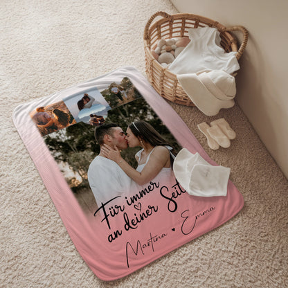Personalisierte Kuscheldecke Mit Namen 4 Fotos und 1 Kleines Herz Foto Für Immer An Deiner Seite 2