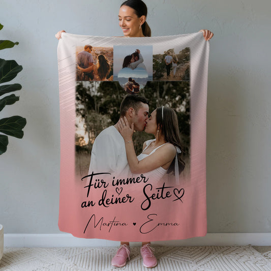 Personalisierte Kuscheldecke Mit Namen 4 Fotos und 1 Kleines Herz Foto Für Immer An Deiner Seite 1