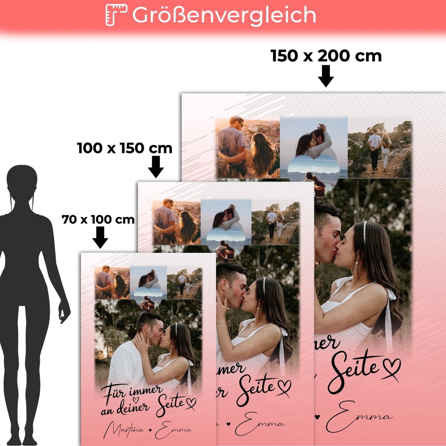 Personalisierte Kuscheldecke Mit Namen 4 Fotos und 1 Kleines Herz Foto Für Immer An Deiner Seite 5