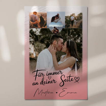 Fotoboard Poster Magnetisch mit 4 Fotos und Herz Für Immer An Deiner Seite personalisiertes Geschenk 1