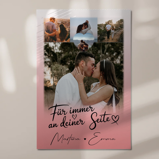 Fotoboard Poster Magnetisch mit 4 Fotos und Herz Für Immer An Deiner Seite personalisiertes Geschenk 1