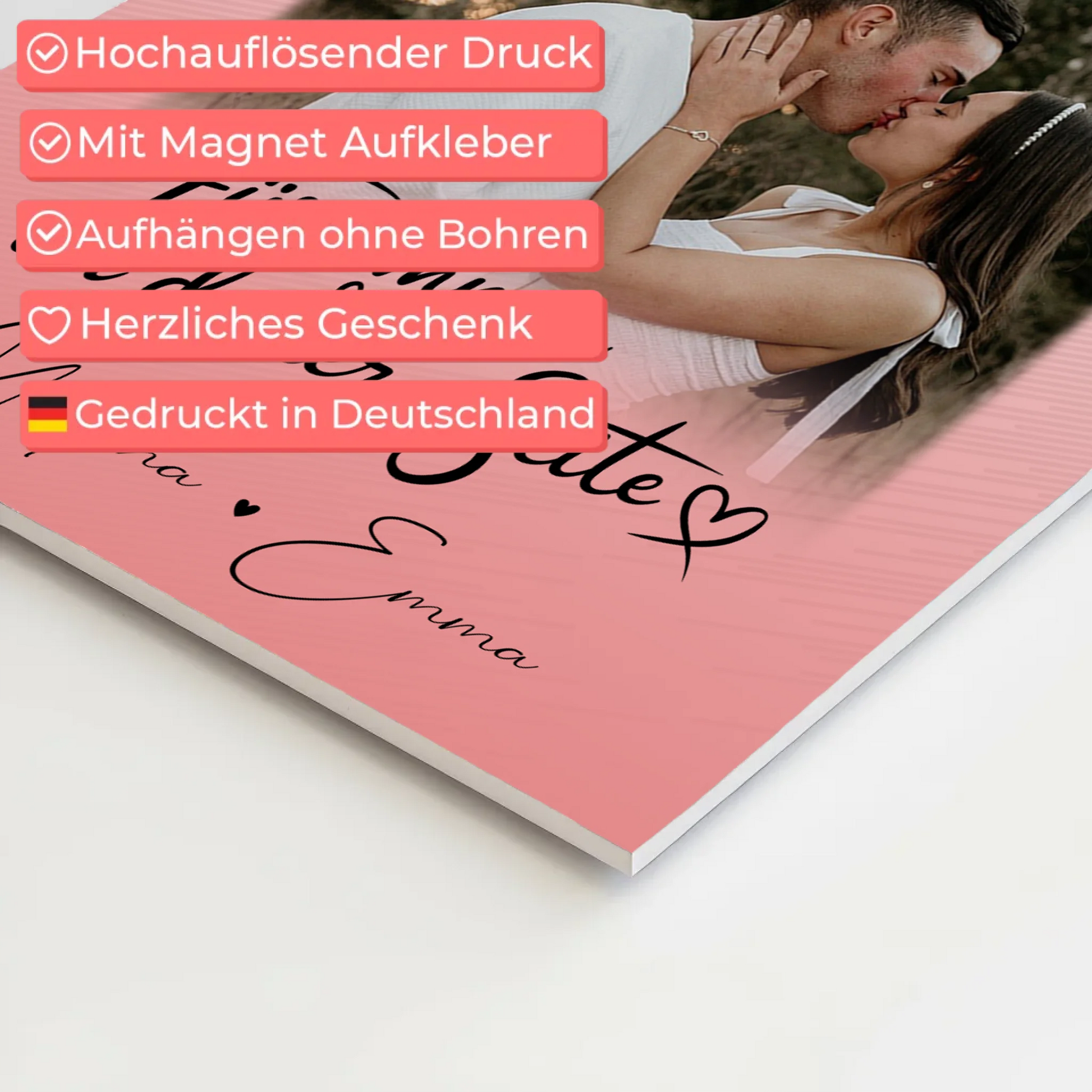 Fotoboard Poster Magnetisch mit 4 Fotos und Herz Für Immer An Deiner Seite personalisiertes Geschenk 10