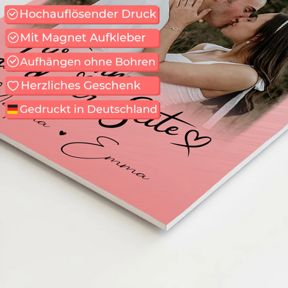 Fotoboard Poster Magnetisch mit 4 Fotos und Herz Für Immer An Deiner Seite personalisiertes Geschenk