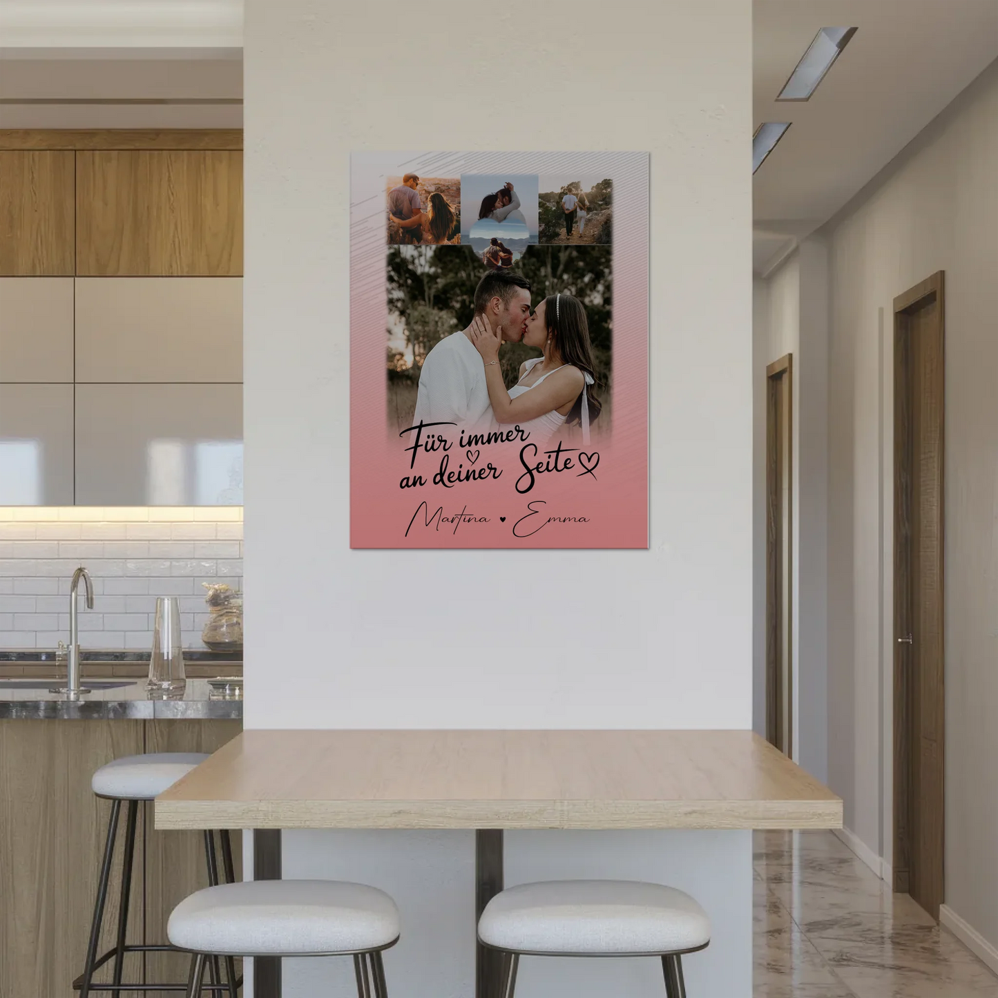 Fotoboard Poster Magnetisch mit 4 Fotos und Herz Für Immer An Deiner Seite personalisiertes Geschenk