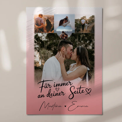 Fotoboard Poster Magnetisch mit 4 Fotos und Herz Für Immer An Deiner Seite personalisiertes Geschenk