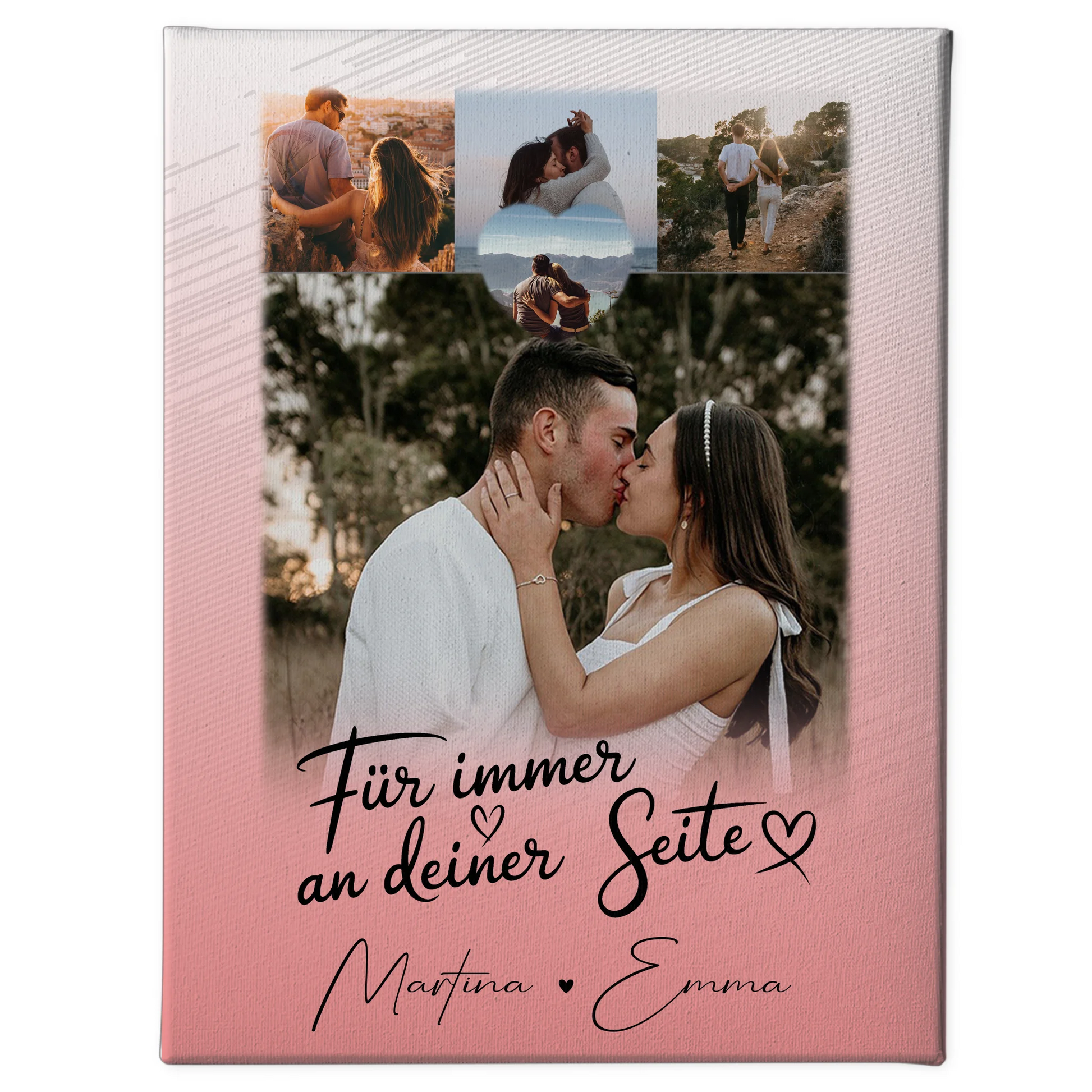 Leinwand Für Paare mit 4 Fotos und Kleinem Herz Foto Für Immer An Deiner Seite personalisiertes Geschenk 1