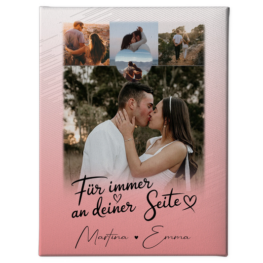 Leinwand Für Paare mit 4 Fotos und Kleinem Herz Foto Für Immer An Deiner Seite personalisiertes Geschenk 1