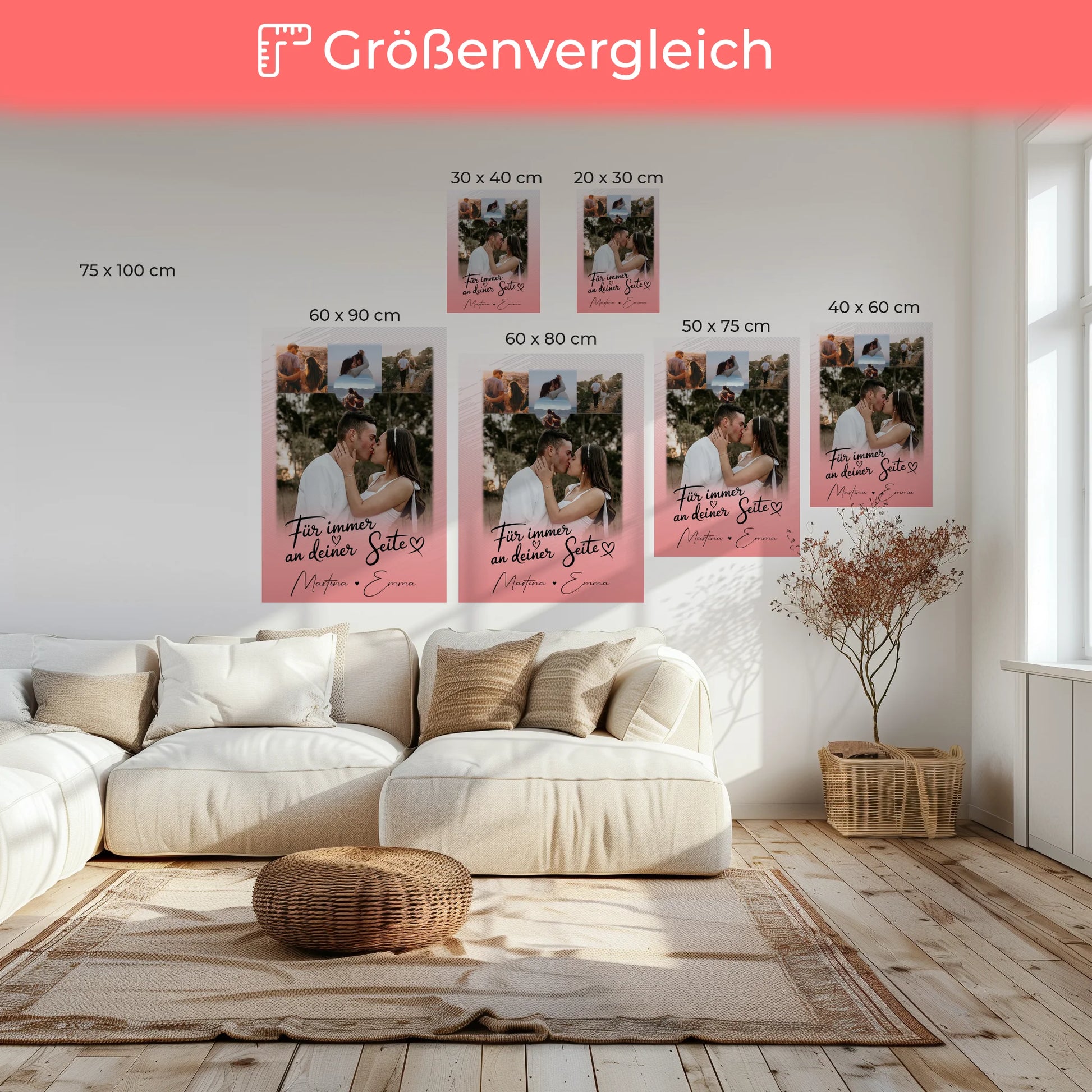 Leinwand Für Paare mit 4 Fotos und Kleinem Herz Foto Für Immer An Deiner Seite personalisiertes Geschenk 6