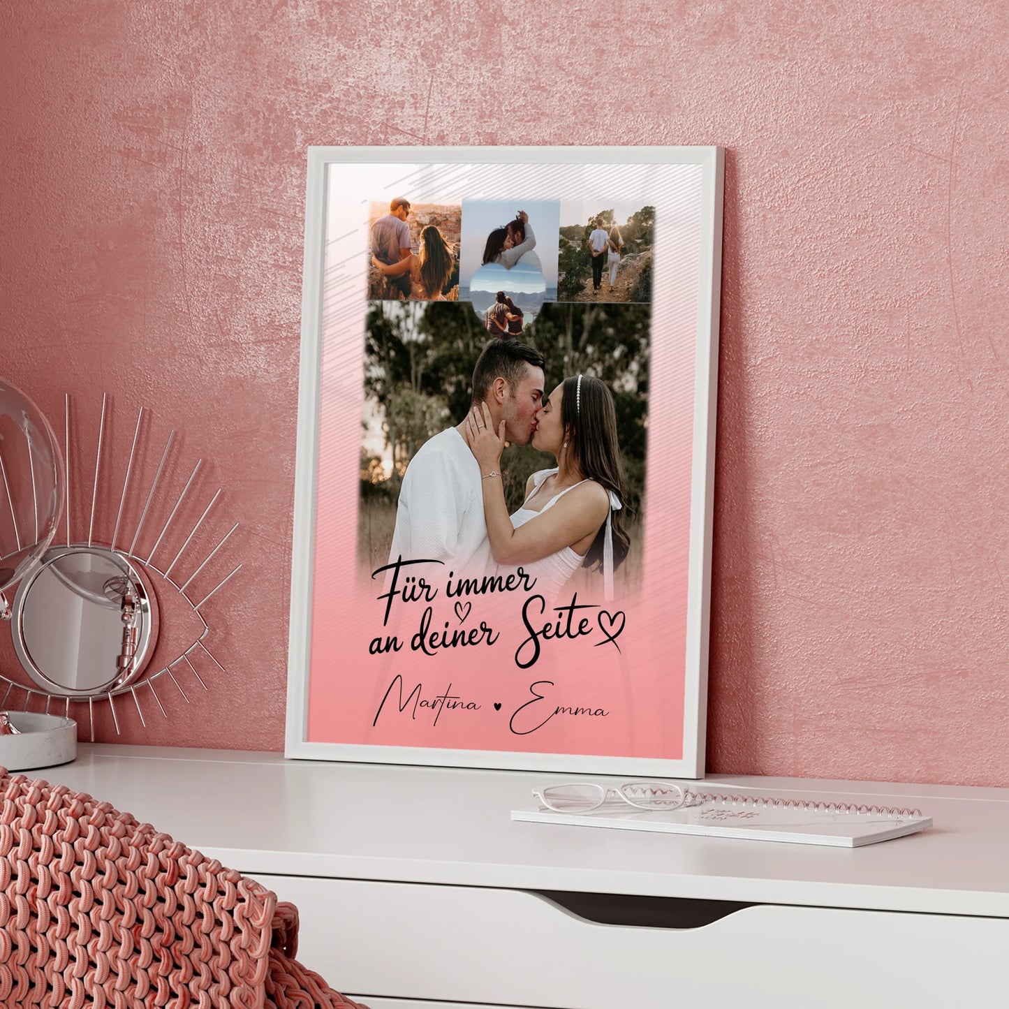 Partner Poster Personalisiert mit 4 Fotos und 1 Herz Foto Für Immer An Deiner Seite